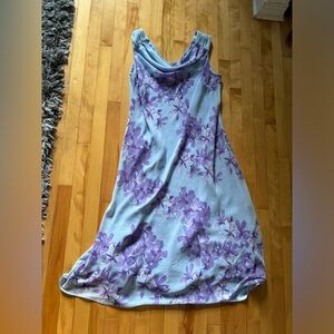 Beautiful Jacques Vert Floral Maxi Dress in Blue and Purple With Cowl Neck